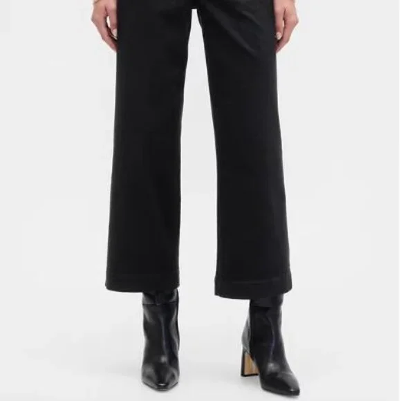 GAP - High Rise Wide-Leg Crop Jeans - Black S8/29 Regular - Picture 2 of 6